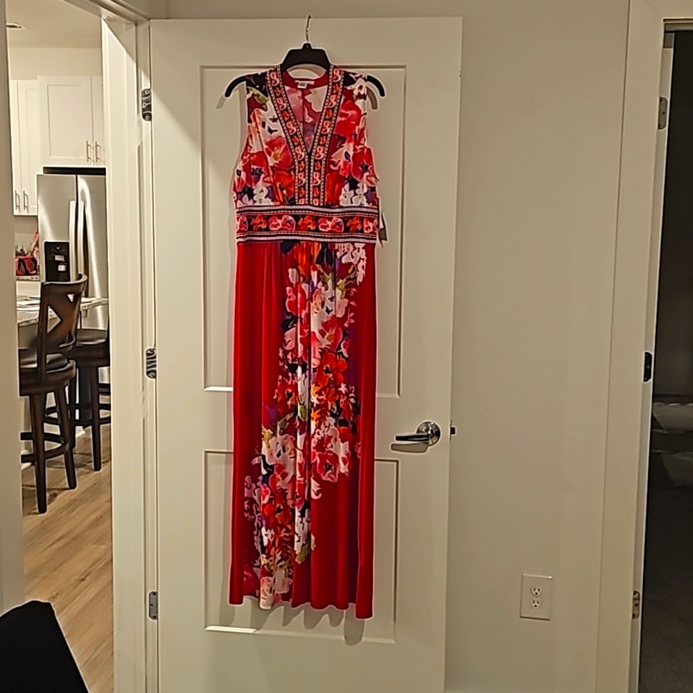 London Times Punk Multi-color Maxi Dress